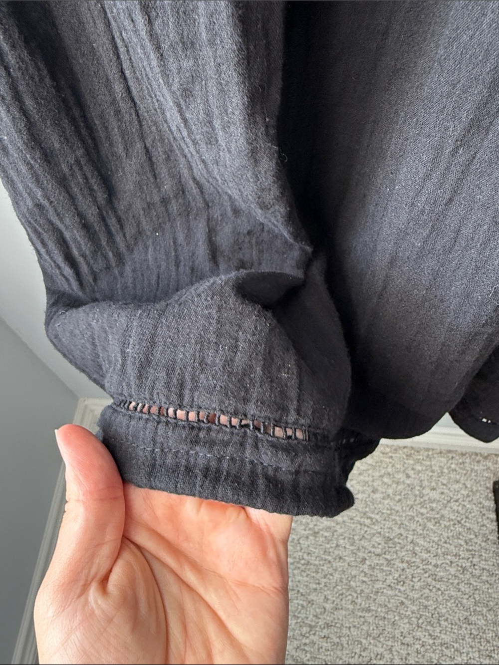 ME+EM Black Cheesecloth Relaxed Midi Day Dress - Picture 6 of 8